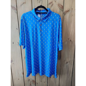 MEN'S DRY FIT GOLF POLO SHIRT Golfers Club Sz XXL Blue White Preppy Sporty